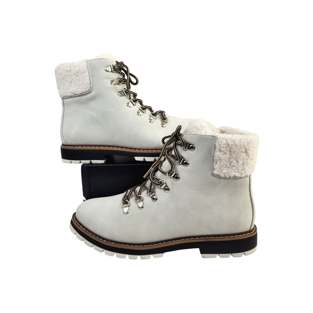Dunes Womens White Conrad Icer Sherpa Lined Lace Up Hiking Boots Size 11‎ Shoe